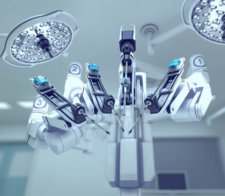 Robotic surgery device used to complete knee and hip surgery.