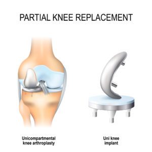 Partial knee replacement illustration